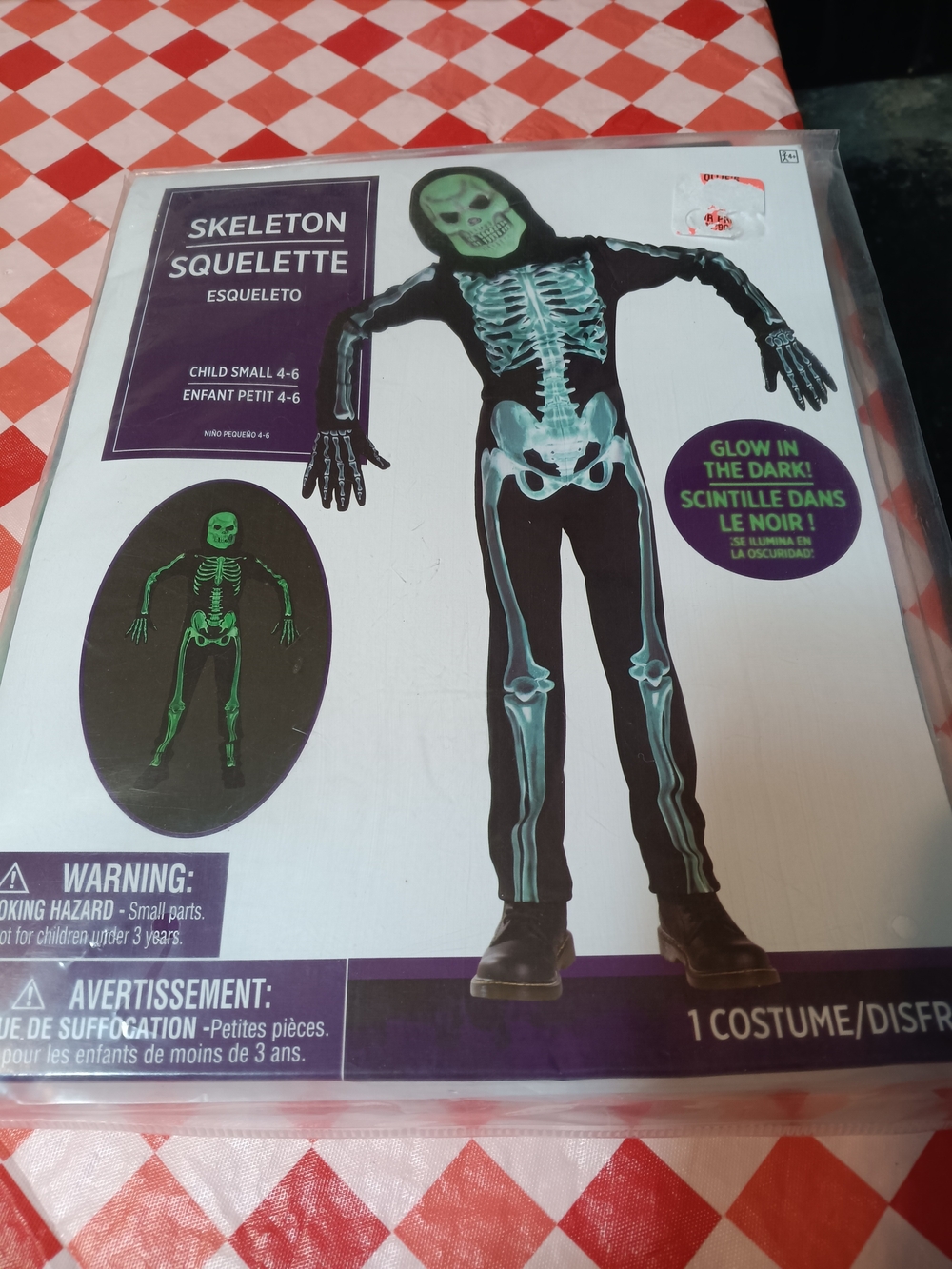 Glow-in-the-Dark Skeleton Costume for Kids - Black & Green